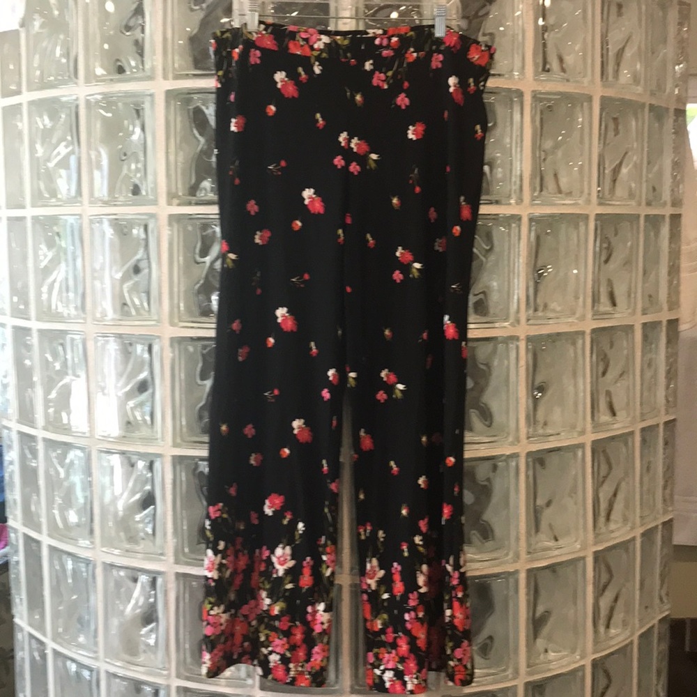 Black floral comfy stretch pants by Counterparts